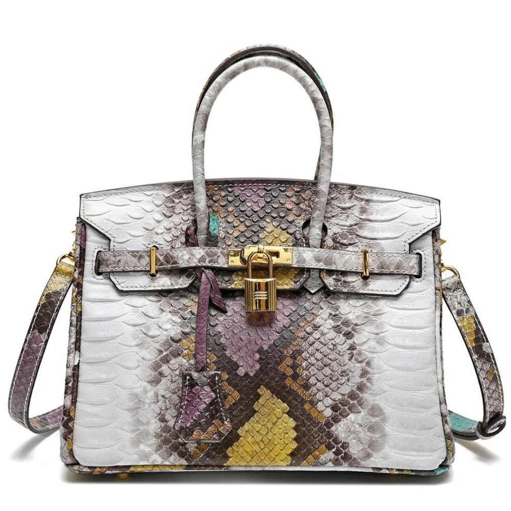 Tiffany & Fred | Snake Embossed Leather Satchel (Multi) 2500
